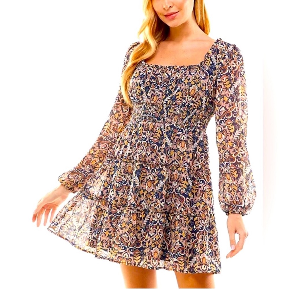 City Studios Square-Neck Fit & Flare Dress NWOT